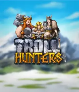 Step into the world of "Troll Hunters," where valiant Viking warriors stand ready to confront their foes. The logo features a male and female Viking, dressed for battle, with a cold landscape. They radiate power and determination, symbolizing the spirit of the game's adventurous theme.